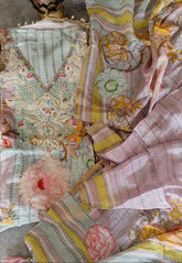 Exquisite Glass Organza Digital Print Semi-Stitched Suit with Hand Work and Pearl Highlighted Daman